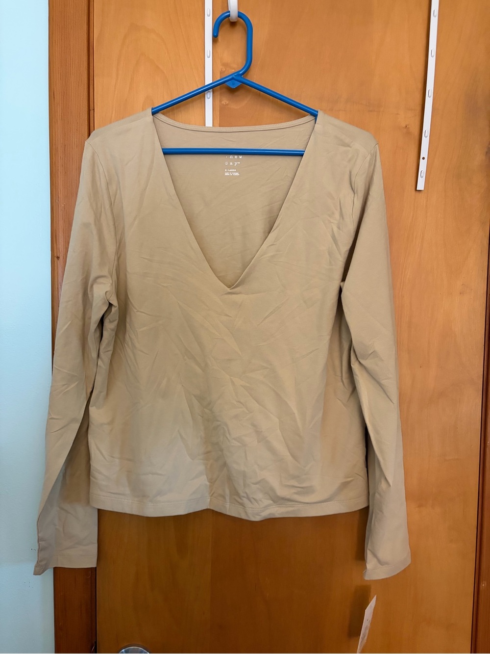 a new day Beige V-Neck Long Sleeve Top